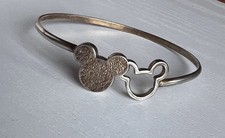 Mickey Mouse Sterling Silver 925 Bracelet Bangle Disney Ears Vintage ? H6