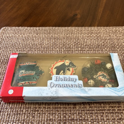 Confezione da 3 decorazioni natalizie vintage Miami Dolphins NFL - Foto 1 di 4