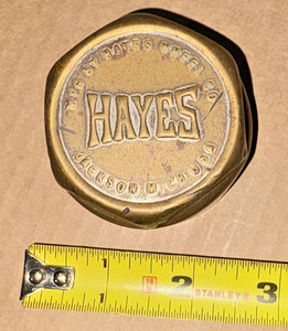 Vintage Brass Hayes Threaded Hubcap