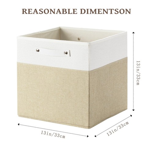 13 x 13 Inch Fine Linen Storage Bins with Handles,Fabric Cube Boxs,Collapsibl... - Picture 3 of 7