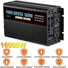 16000W Power Inverter Car/Outdoor 12V DC to 110V AC Converter with LED Display