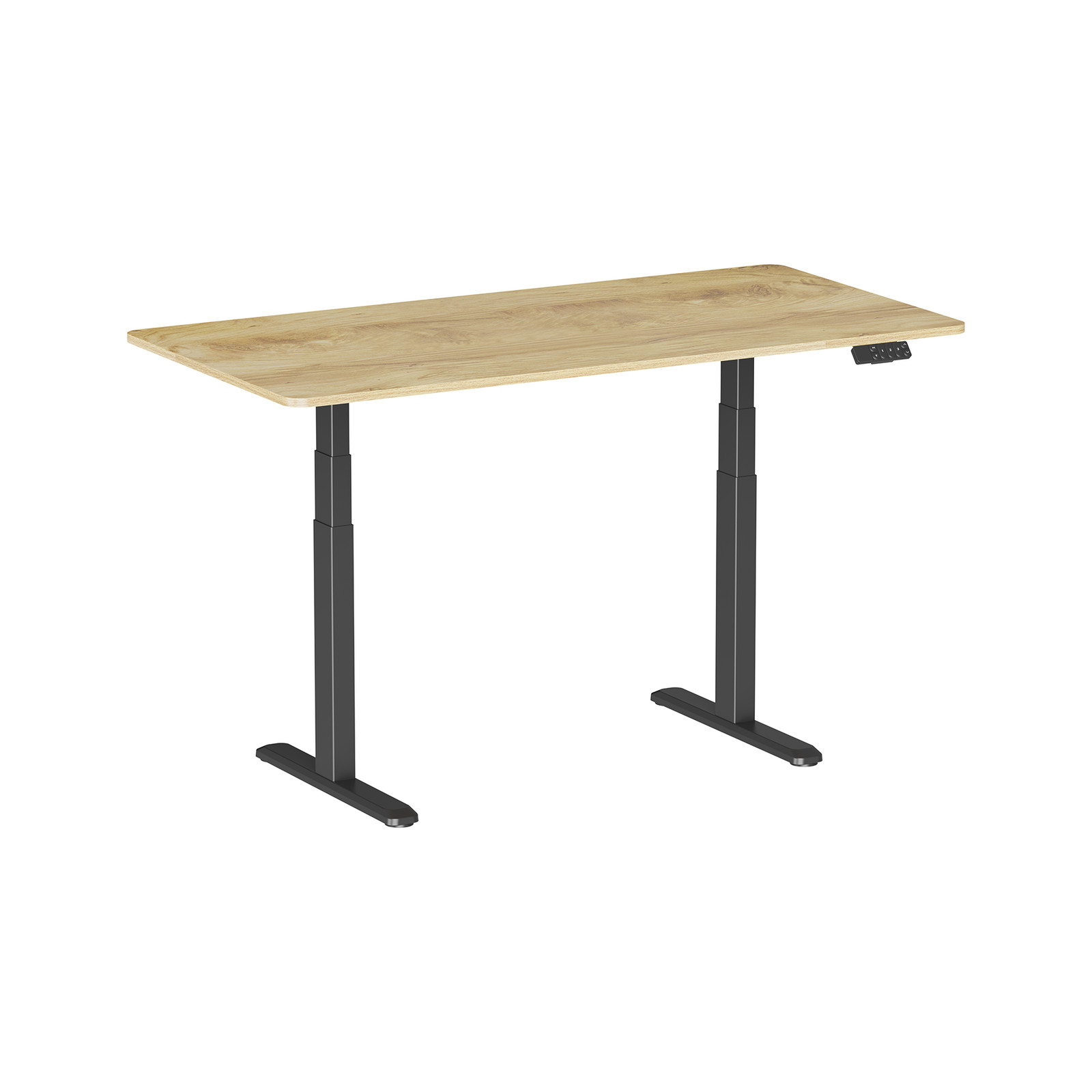 Bureau motorisé assis-debout 150x75cm contre le mal de dos avec plateau rustique ergonomique