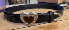 Brighton S/28 40283 Heart Amber Color Stone Belt Embossed We Love Laugh Dream