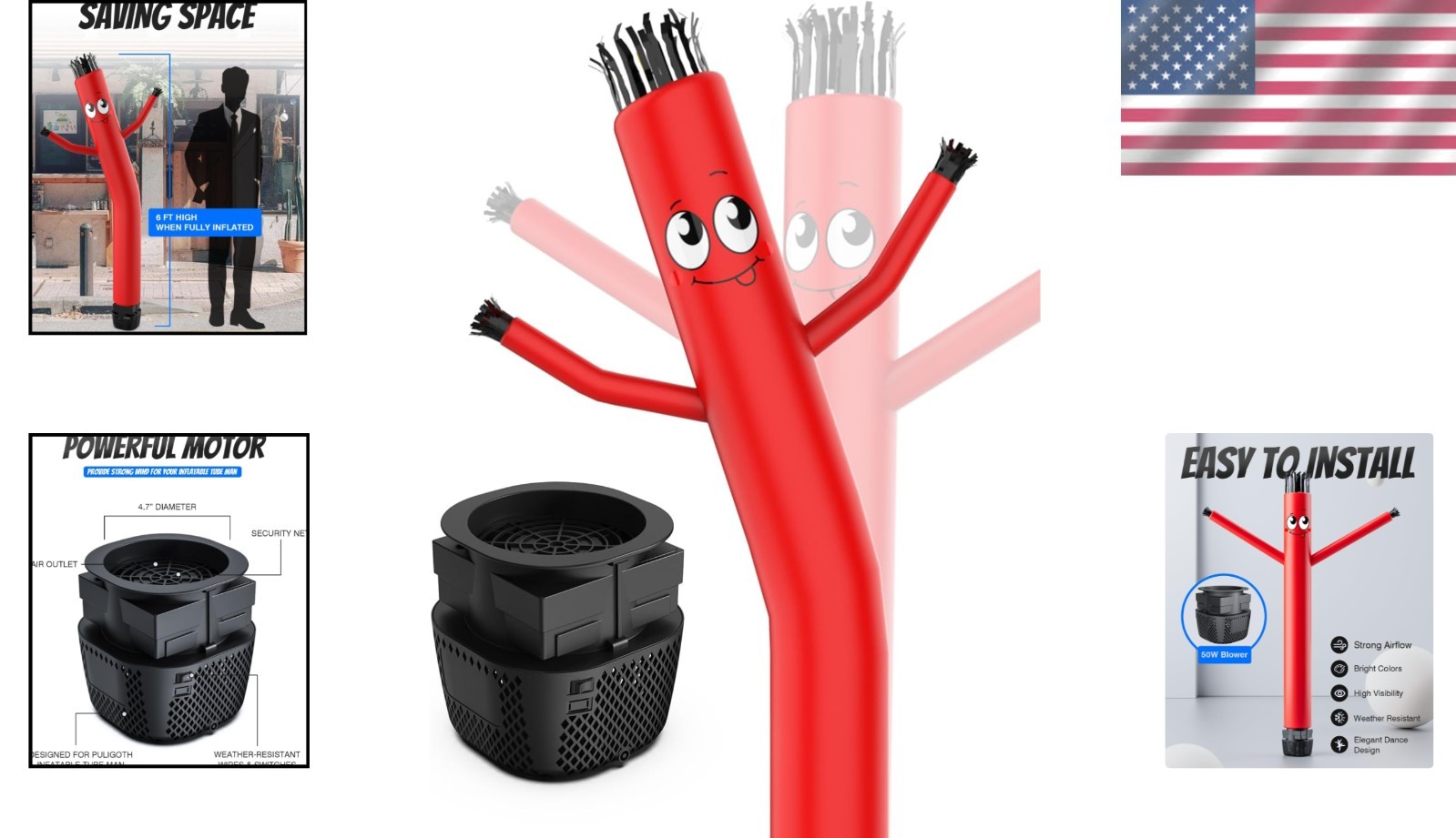 6ft Inflatable Tube Man Kit: Wacky Waving Guy + Blower