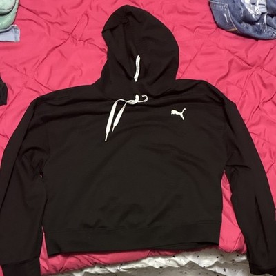 PUMA dryCELL Women s Black Pullover Hoodie Logo Long Sleeve Size M Regular