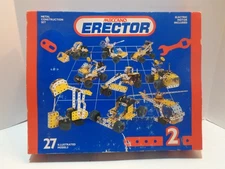 Meccano Erector Set #2 Metal Construction Kit 27 Illustrated Models Extra Parts?