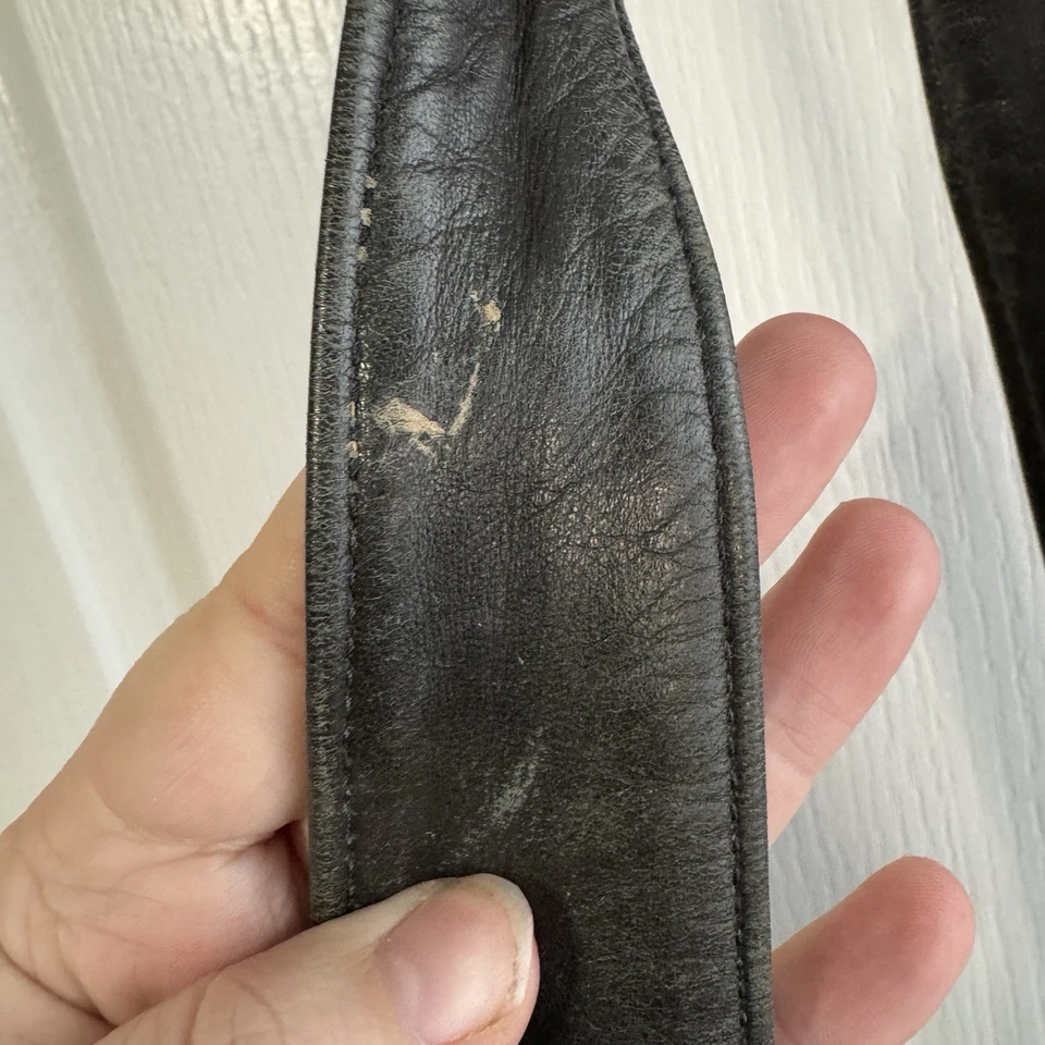 Bolso de Hombro Hobo Y2K De Colección Cuero Negro Flecos Rosa Recorte Grunge Años 90 Moto Foto 4 de 4