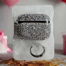 Rhinestone Glitter Case w/ Keyring for Apple AirPods Pro 3 Silver
