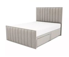 DFS Lucine Opulence Velvet Mink King Size Bed with Two Drawers RRP £1149 New