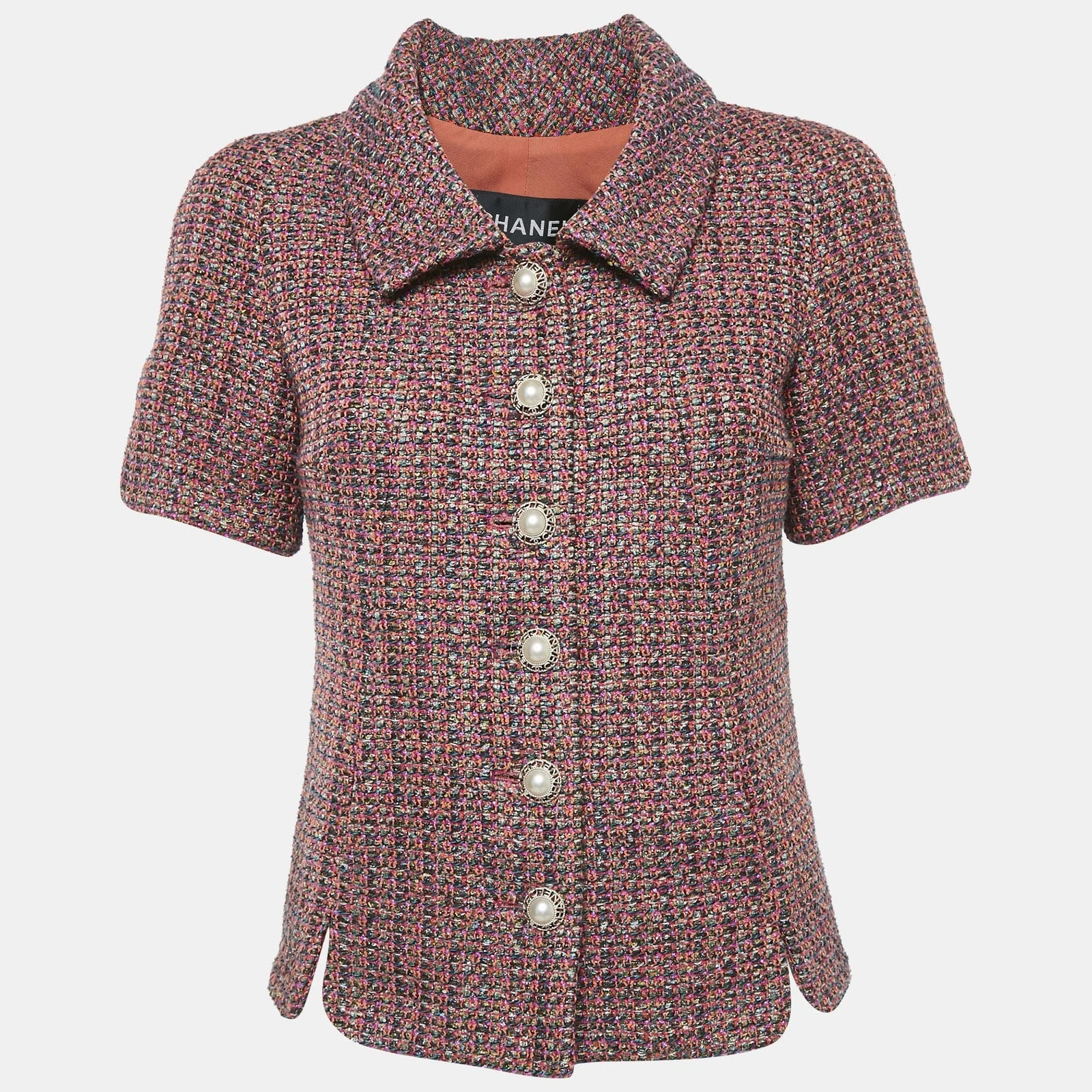 Giacca Chanel rosa tweed manica corta S