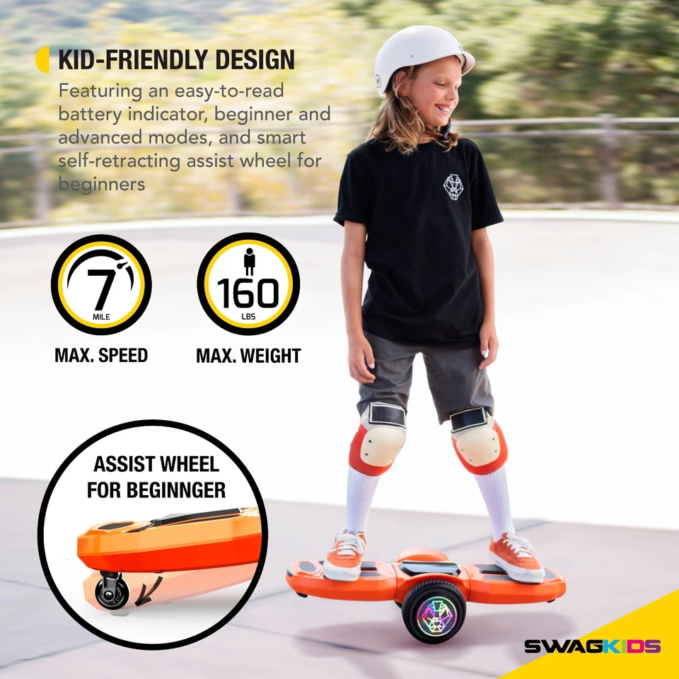 Swagtron Zipboard Eléctrico LED Hoverboard Monopatín Altavoz Bluetooth, Negro Foto 3 de 4