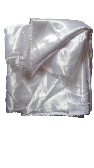 White Color Plain Satin 100% Pure Silk Material Shinny Length 6 Yard Width 49cm - Image 3 of 4