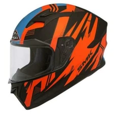 SMK STELLAR TREK FULL FACE ROAD RACE MOTORCYCLE HELMET BLACK/ORANGE/BLUE M L XL