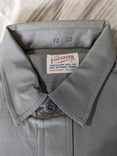 Camisa de vestir militar de colección años 50 Finessilver para hombre manga larga San Antonio TX 13/30 - Imagen 3 de 4