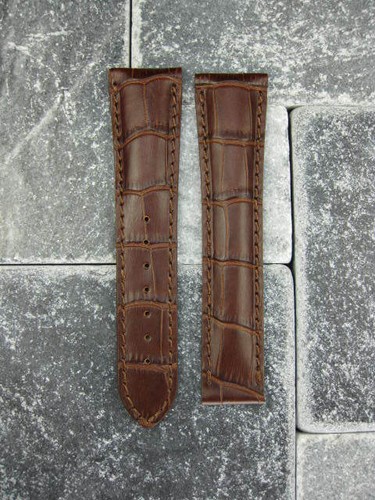 New OMEGA 18mm Brown Leather Deployment Strap Brown Stitch Watch Band Seamaster - Picture 2 of 4