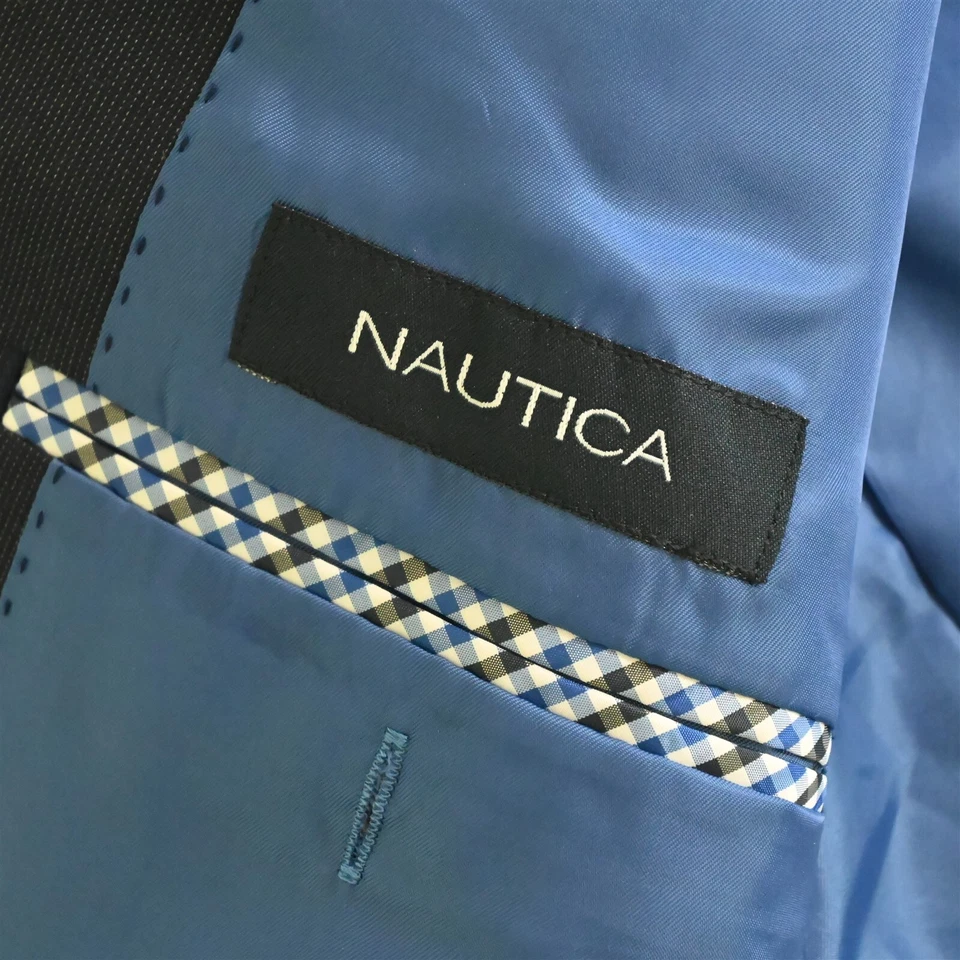 Chaqueta Pantalones Traje Nautica 50R 42x30 Azul Marino Rayas Elastizadas Para Hombre Foto 4 de 4