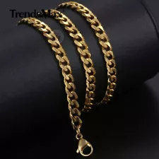 5/7MM 16-36" Silver/Gold Plated Curb Cuban Link Chain Necklace Stainless Steel