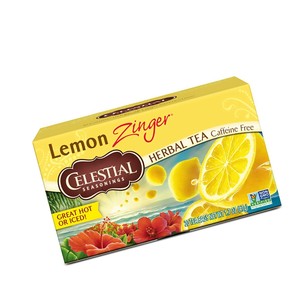 20count celestial herbal zinger seasonings lemon tea pack