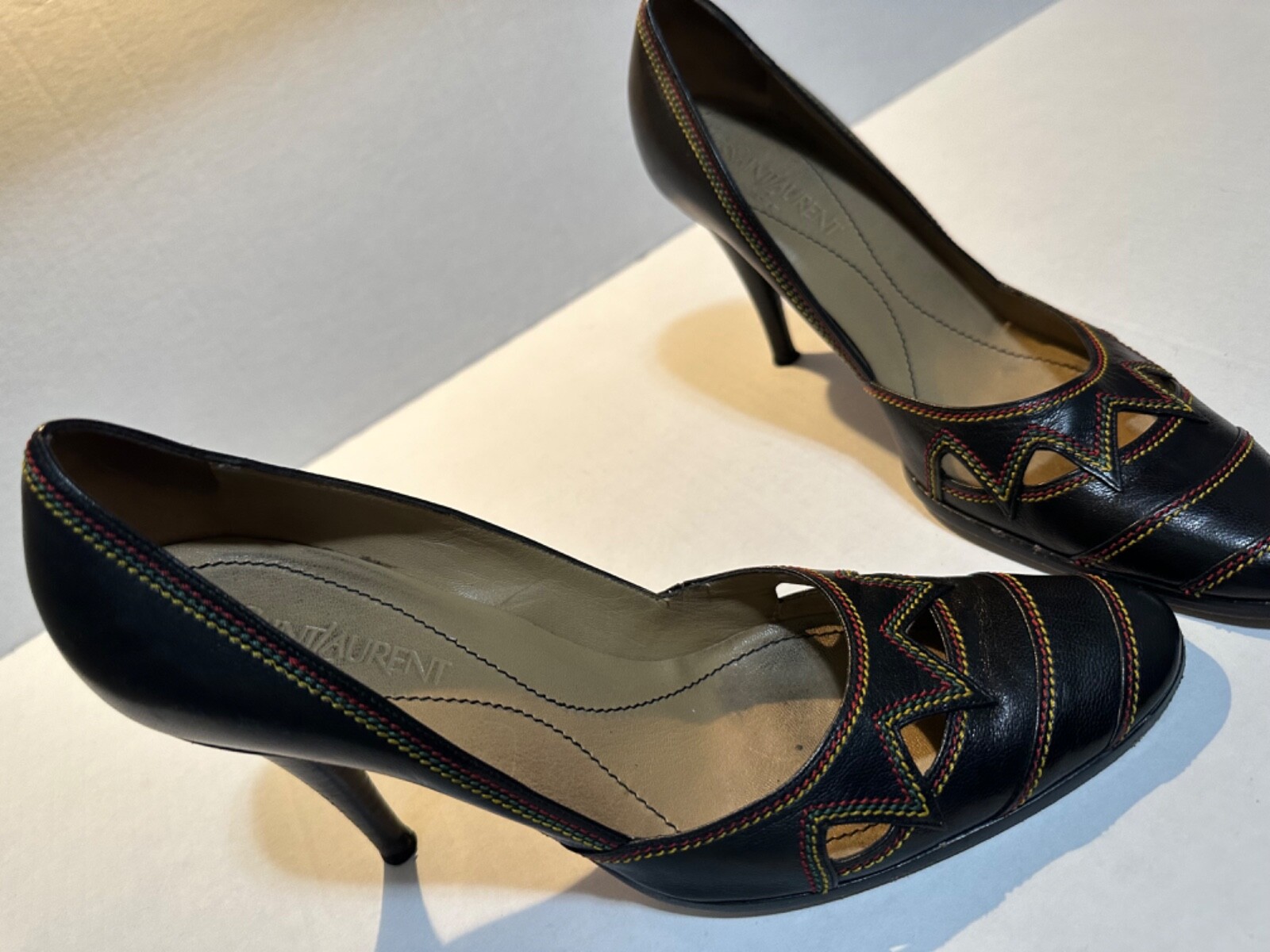 scarpe yves saint laurent rosse nere gialle e verdi taglia 39 o 9 usate