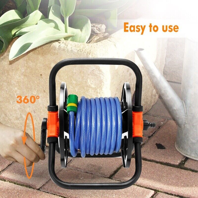 20M Garden Water Hose Pipe Reel Holder Hose Storage Cart Carrier Free