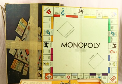 Vtg Monopoly Anniversary Edition Complete Battered Box Extra $ Description  Pict
