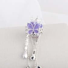 5x Butterfly Crown Tassel with Hole Bead DIY Keychain Accessory Soft Ceramic Set