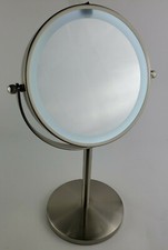 Double-Sided 5X Lighted Makeup Mirror 5'', Polished Chrome Finish