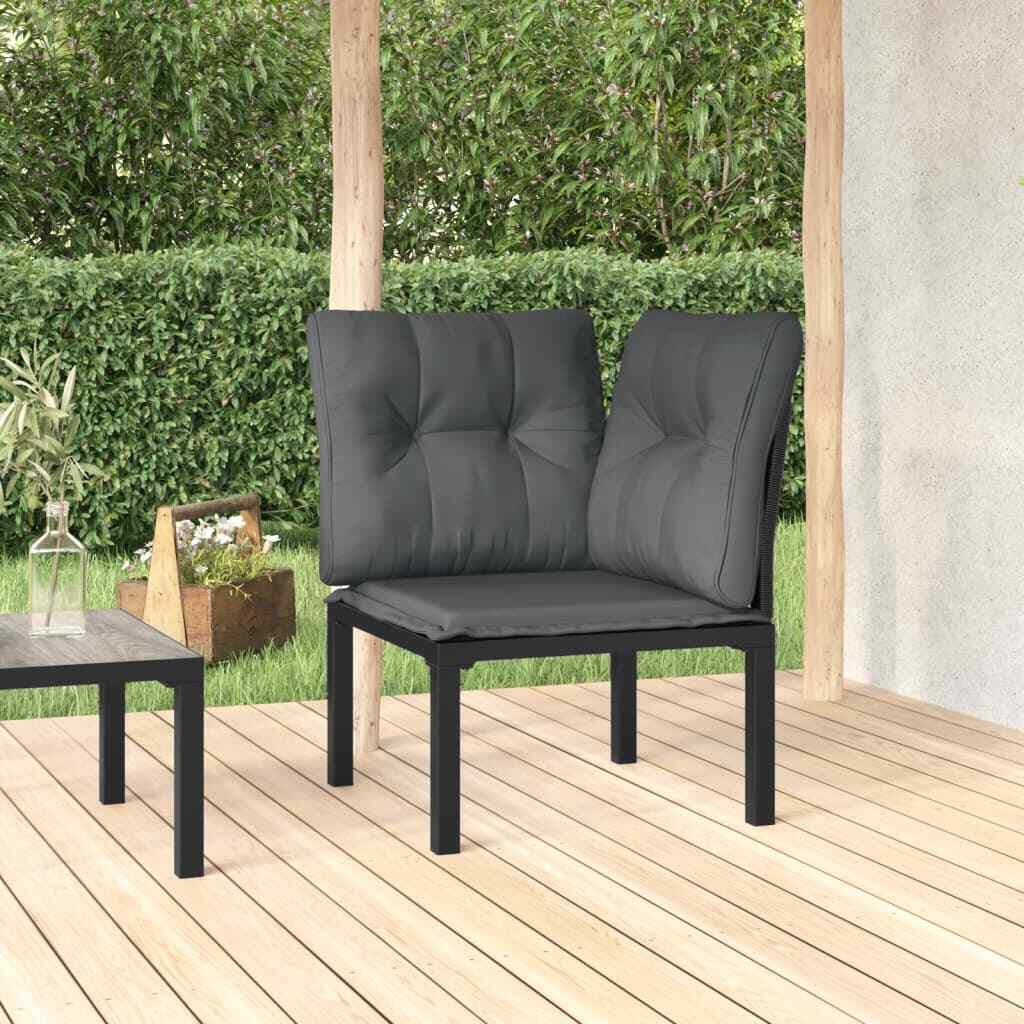Outdoor Corner Chair Single Lounge Chair Black and Gray Poly Rattan vidaXL vidaX