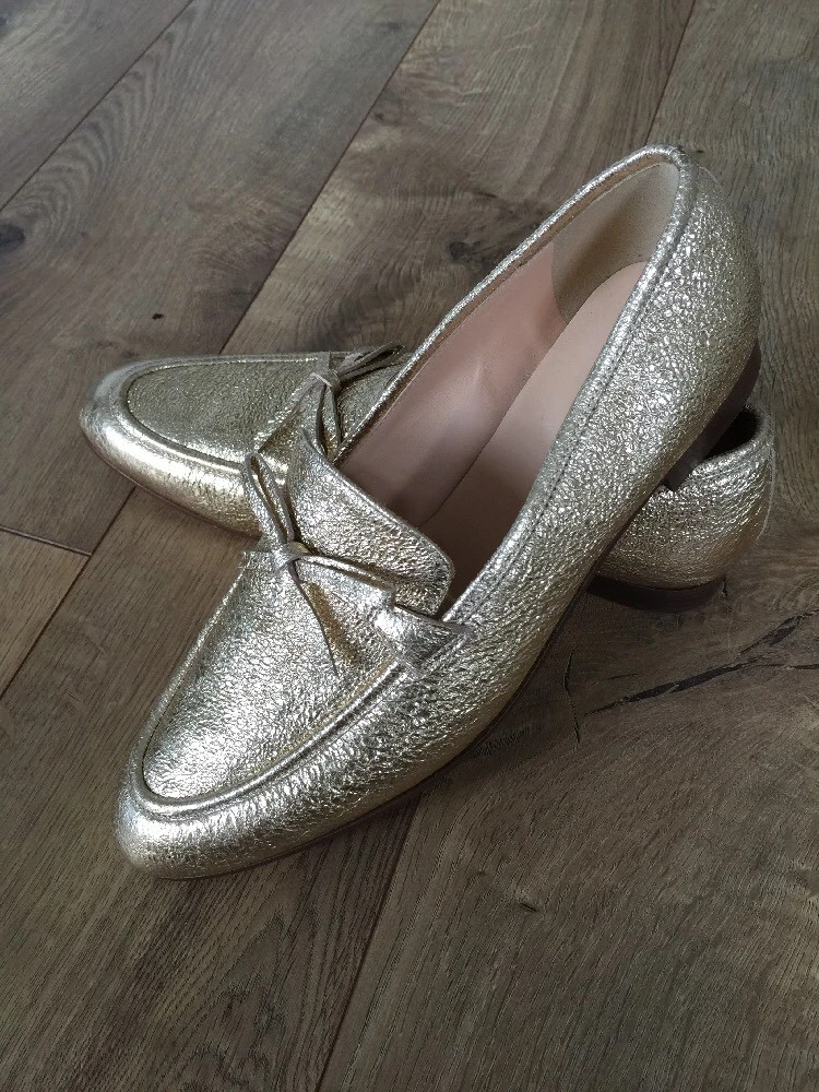 J crew shop gold loafers