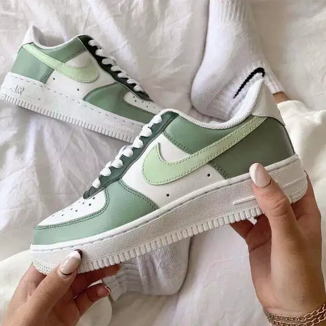 Nike Air Force 1 Custom Low Avocado Two Tone Green Light Shoes Men Women  Kids