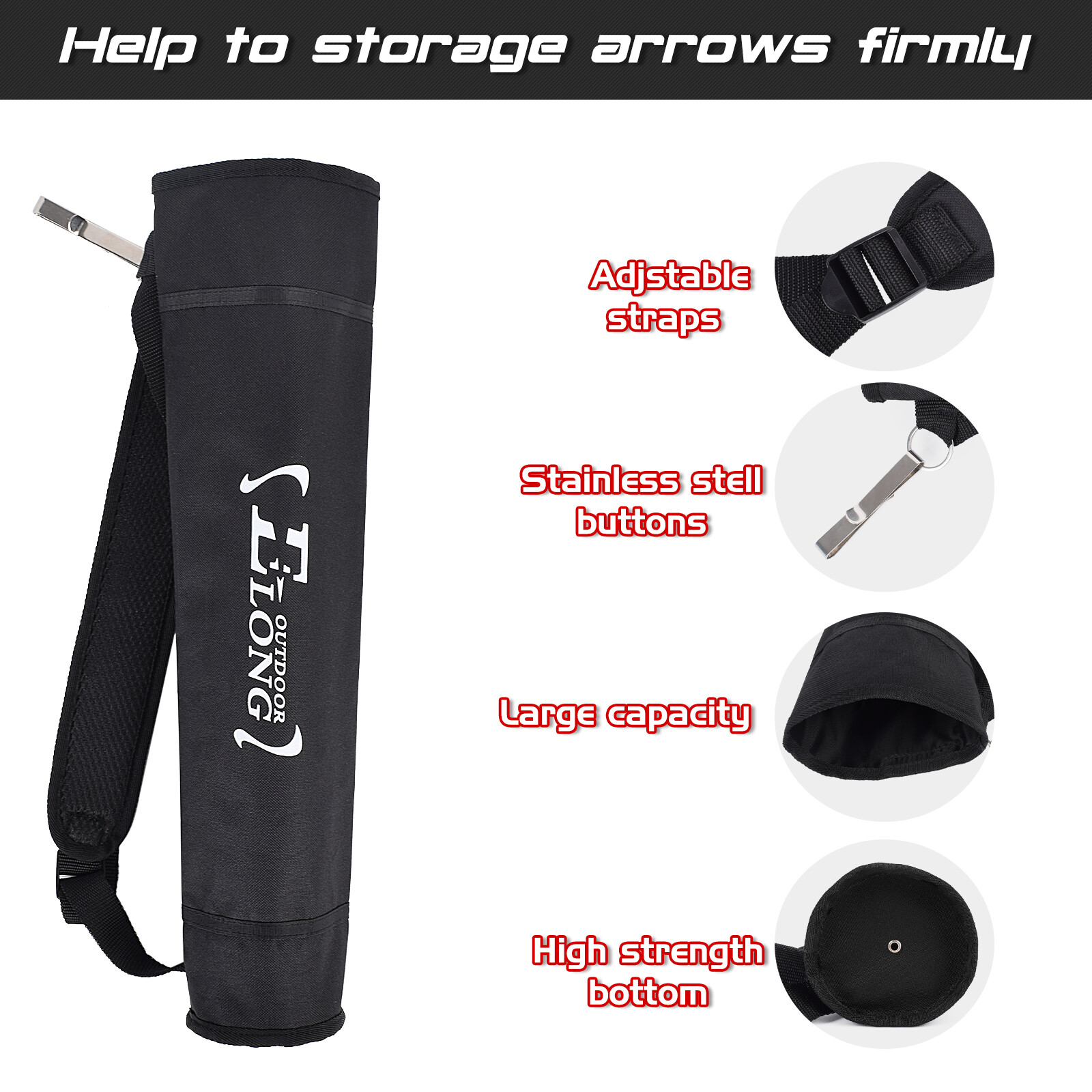 Adjustable Archery Back Arrow Quiver Holder for Compound Recurve Bow