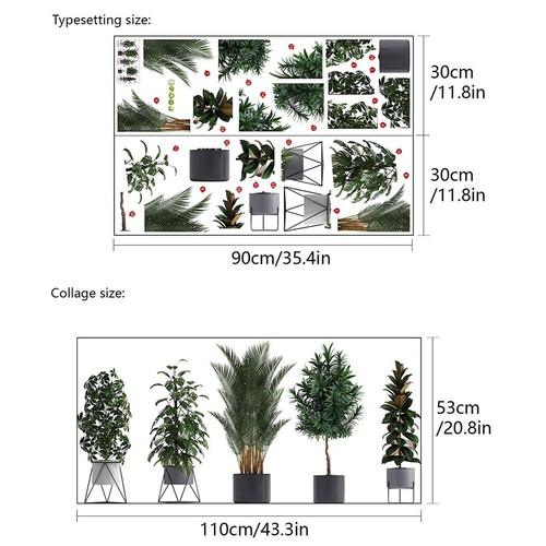 Green Leaf Wall Sticker Living Room Bedroom Decor Plant Mural Home