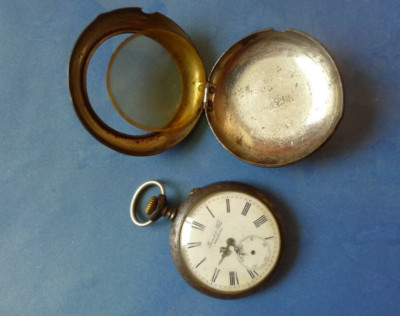 Antique Swiss Brenets Perret & Fils Pocket Watch #32349 for parts or repair