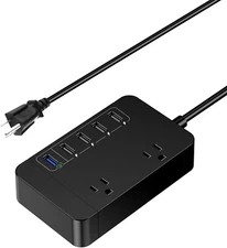 3.0 Fast 5 USB Charger Power Strip Surge Protector 2Ac Outlet 6Ft Garden Sculptu