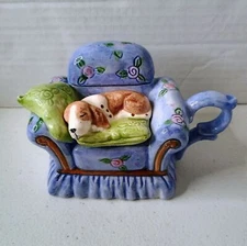 Source Unknown Blue and Green Dog Figurine