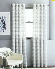JCP Home Vintage Nickel Grey Rockford Sheer Grommet Curtain Panel - 95", 108"   