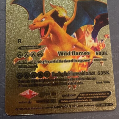 charizard v golden pokemon card Shiny Charizard V Gold Metal Card main image 1