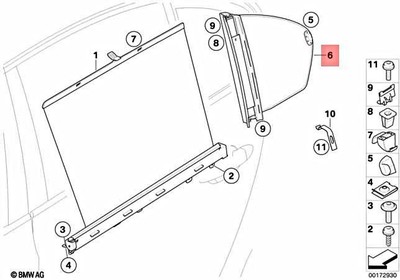 BMW OEM 06-07 530xi Interior-rear Door-sunshade Left 51357079395 