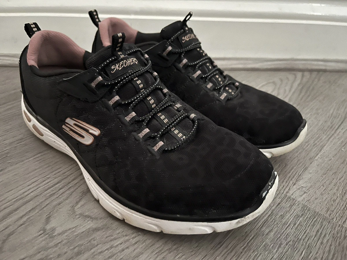 Skechers black and rose gold trainers top