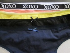 New 4 Ladies Thongs Cotton Panties  Size XL  XOXO Peach,Navy Blue,Yellow,Black  