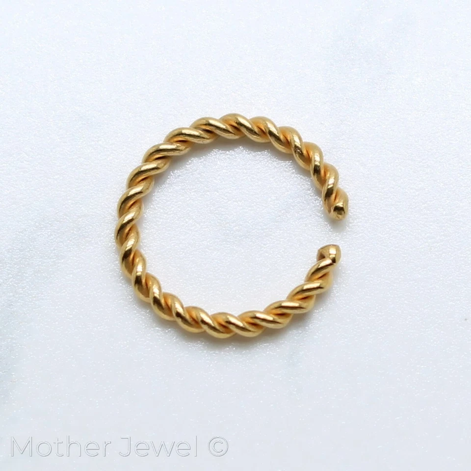 14G 14K YELLOW GOLD IP 10MM ANNEALED BENDABLE HOOP EAR SEPTUM NOSE HELIX RING - Изображение 3 из 4