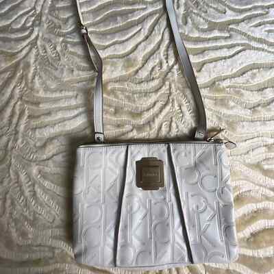 Calvin klein logo bag, beige clouch, crossbody