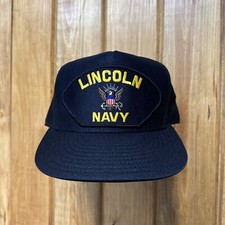 Vintage Lincoln Navy mens snapback hat cap official merchandise USA made black