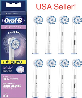8x Oral-B Sensitive Clean Replacement Brush Heads 8 pcs (2x4 pack) White