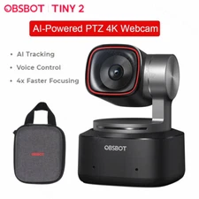 OBSBOT Tiny 2 60fps Camera Webcam 4K Voice Control PTZ Auto Tracking Streaming