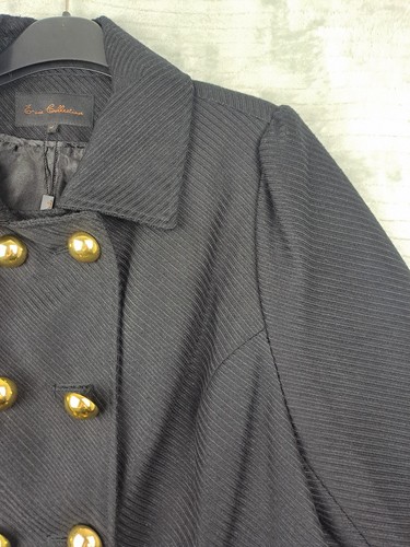 Evie Collection Womens Black Milittary Style Coat Size UK 14 VGC - Picture 8 of 18