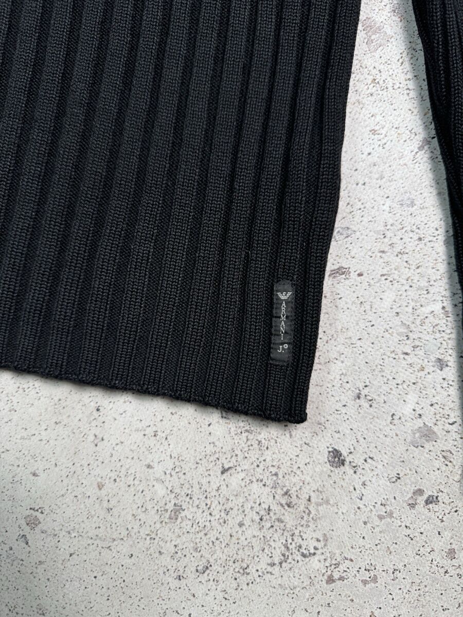 Armani Jeans Vintage Knit Half Zip Sweater Y2k Size L Black Armani Jeans Vintage Knit Half Zip Sweater Y2k Size L Black