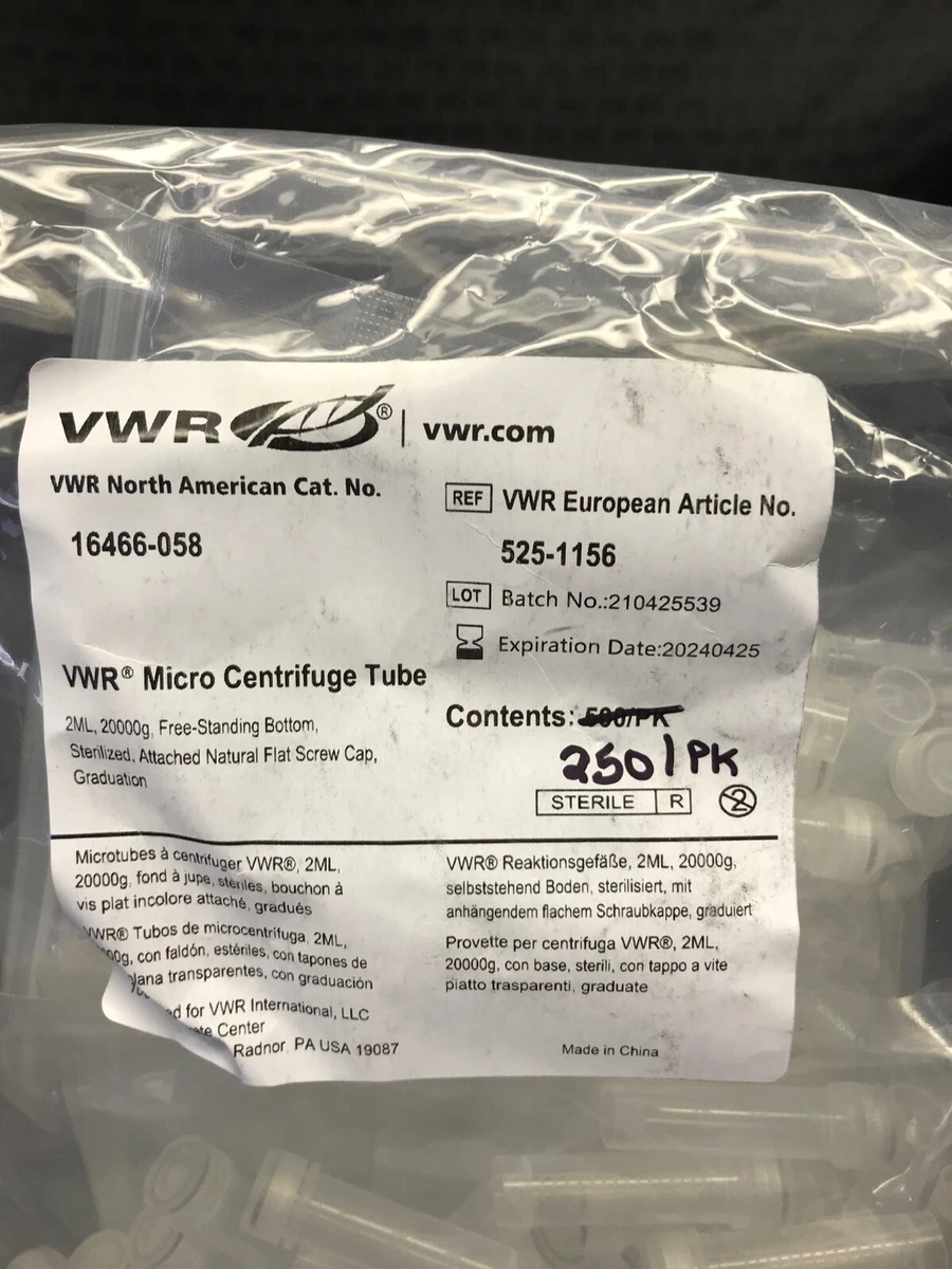 VWR Graduated Microcentrifuge Tubes 20170355, 57 OFF