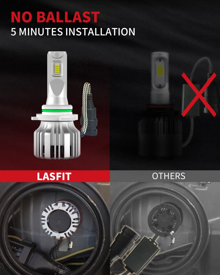 LASFIT 9006 Fog Light LED Bulbs 6000K 50W for Dodge Ram 1500/2500/3500 2003-2008 - Image 3 of 4