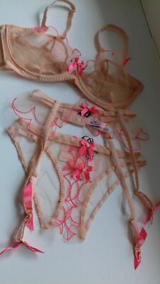 AGENT PROVOCATEUR LORNA NUDE/PINK 32A/B/C/DD 34C/DD 36B/DD 2 SUSP & 3